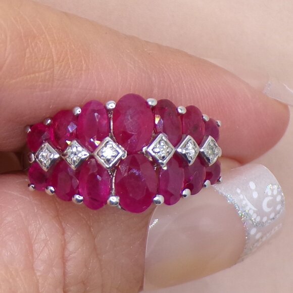 HIGH QUALITY Natural Ruby ring, 925 Sterling Silver Cherry Red Natural Ruby Band - Picture 4 of 8